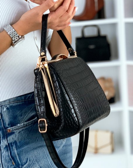 Black retro wallet style handbag