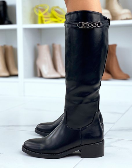 Black riding boots with anthracite detail