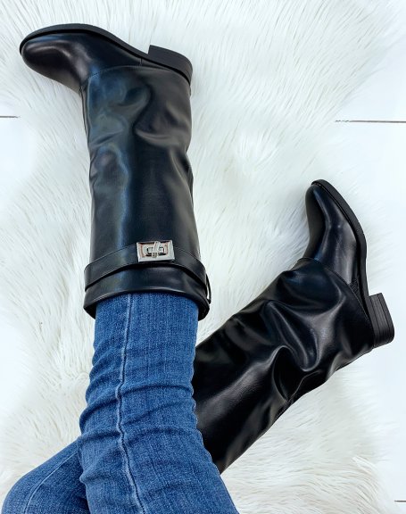 Black rolled up boots