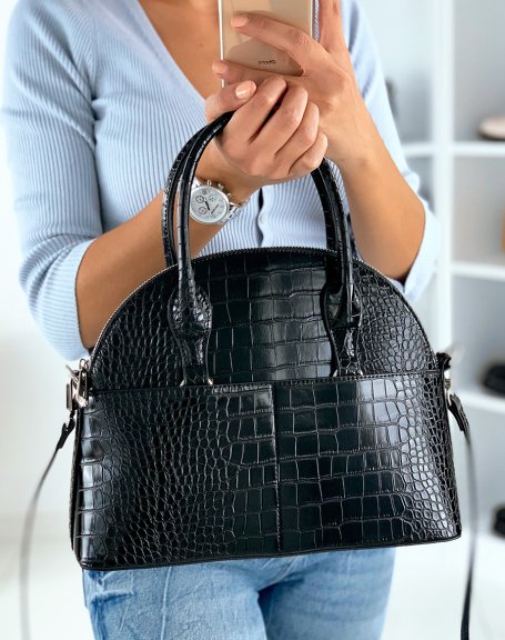 Black rounded handbag
