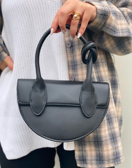 Black rounded handbag with bow handle