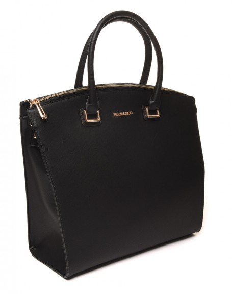 Black rounded top tote bag