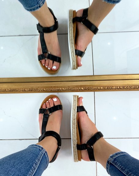 Black sandals with asymmetric straps