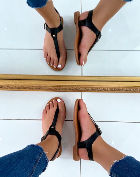 Black sandals with gold studs
