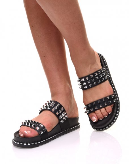 Black sandals with square studs