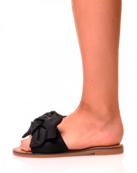 Black sandals with wide knotted straps