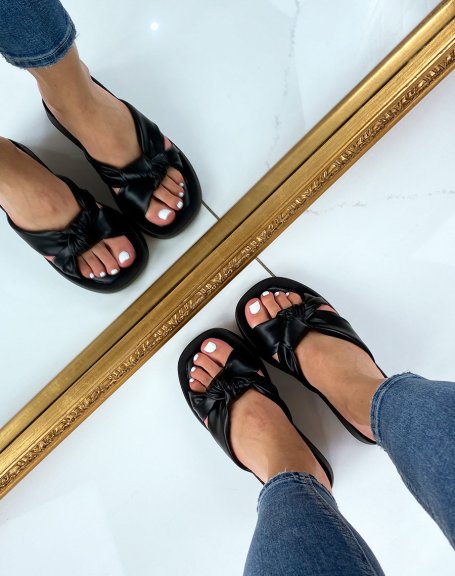 Black sandals with wide padded straps