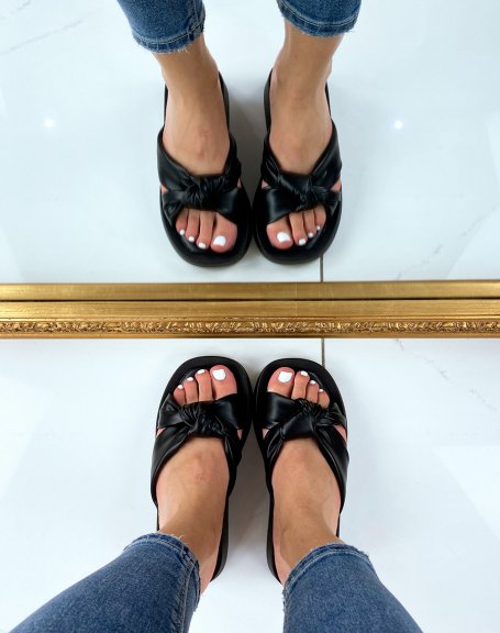 Black sandals with wide padded straps