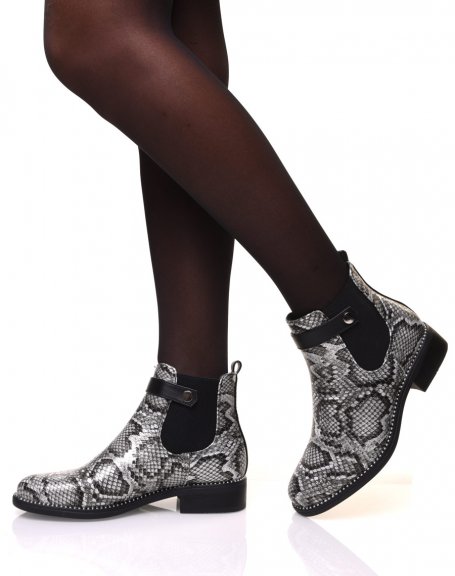 Black snake print Chelsea boots