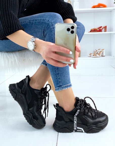 Black sneakers with chunky sole and white details
