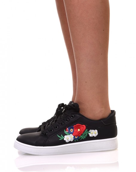 Black sneakers with embroidery