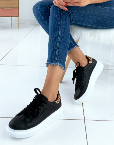 Black sneakers with white platform