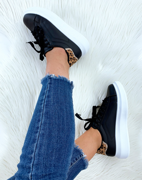 Black sneakers with white platform