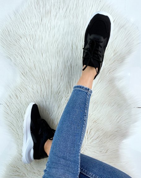 Black sneakers with white sole