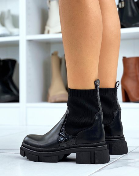 Black sock boots with notched sole