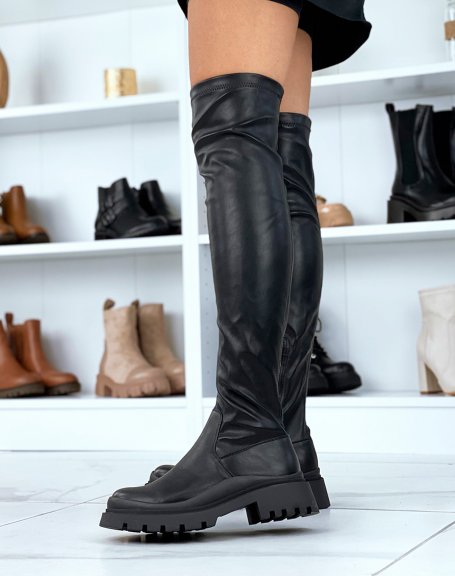 Black soft-shank thigh-high boots