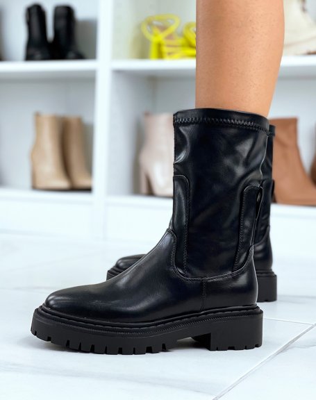 Black soft sock-style ankle boots