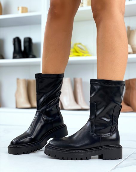 Black soft sock-style ankle boots