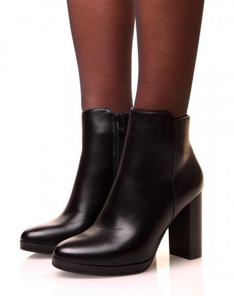 Black square heel ankle boots