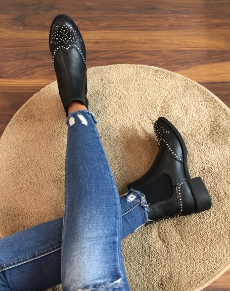 Black studded ankle boots