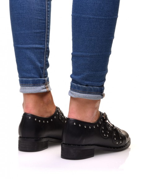 Black studded derbies with buckles