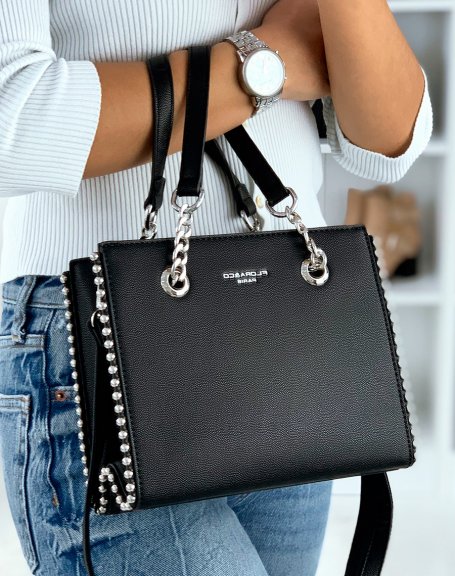 Black studded handbag