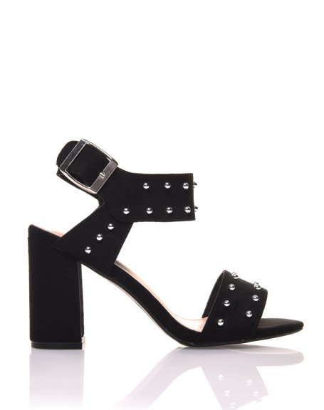 Black studded heeled sandals
