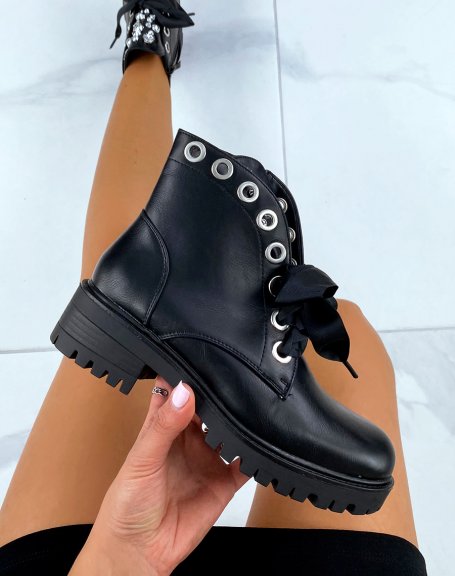 Black studded low ankle boots