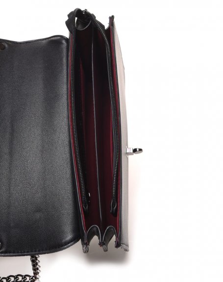 Black studded shoulder bag with chain
