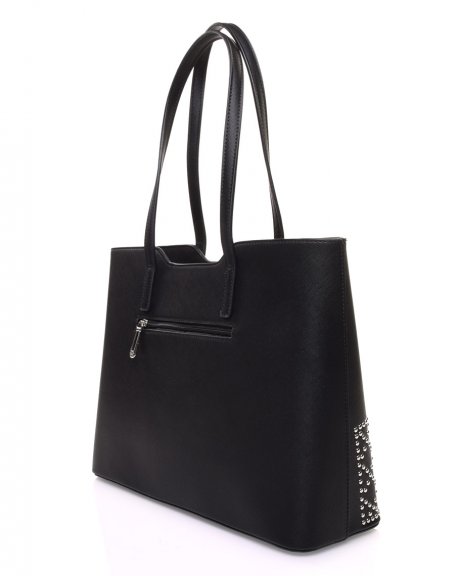 Black studded tote bag
