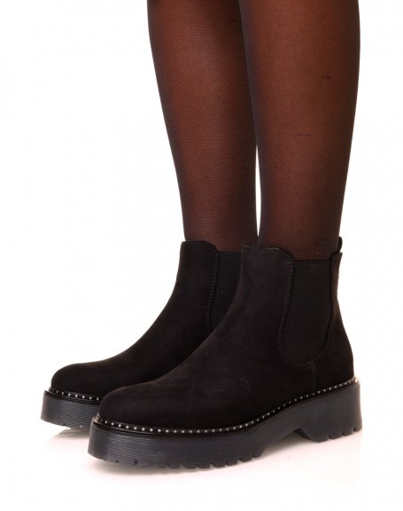 Black suede chelsea boots