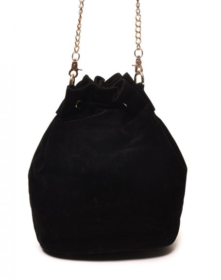 Black suede-effect bag with studded inserts