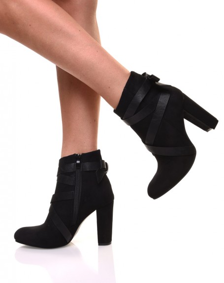 Black suedette ankle boots