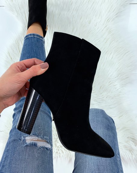 Black suedette ankle boots with square heel