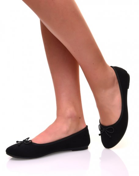 Black suedette ballet flats with small knots