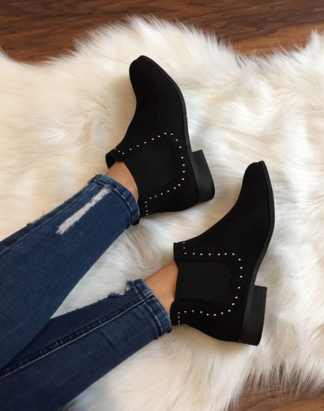 Black suedette Chelsea boots adorned with studs