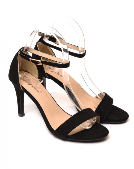 Black suedette heeled sandals