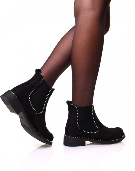 Black suedette studded Chelsea boots