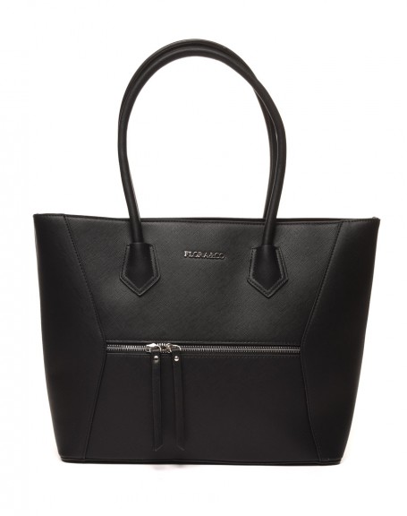 Black tote bag with zipped pocket