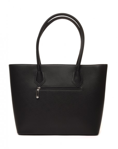 Black tote bag with zipped pocket