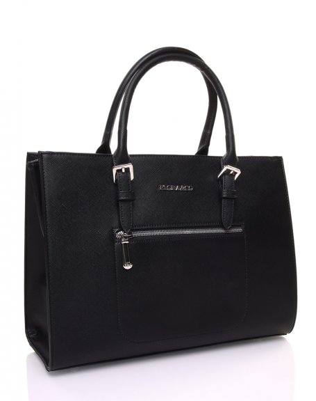 Black tote handbag