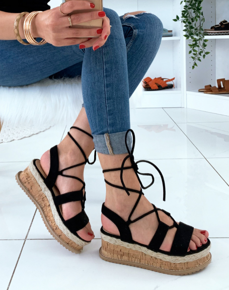 Black wedge sandal