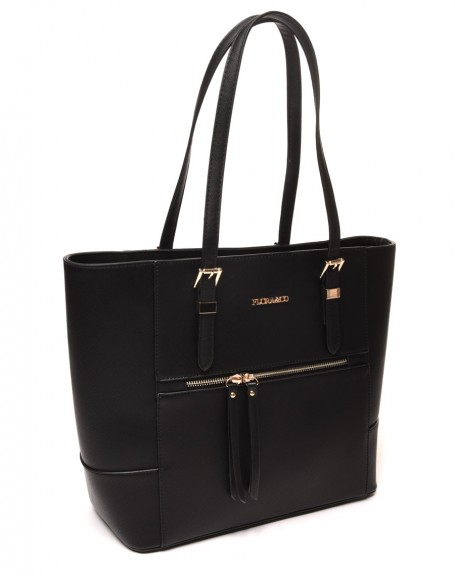 Black zipped pocket handbag
