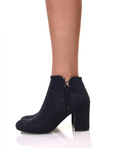 Blue ankle boots with small heel