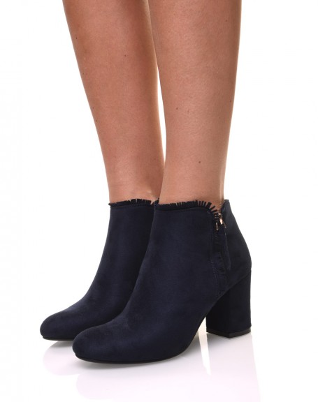 Blue ankle boots with small heel