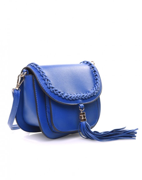 Blue braided shoulder bag