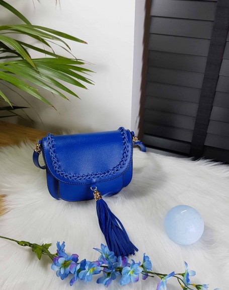 Blue braided shoulder bag