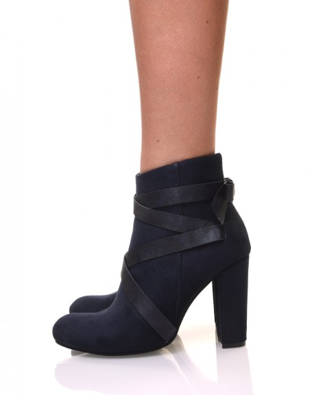 Blue suede ankle boots