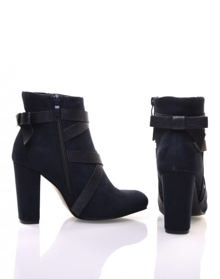 Blue suede ankle boots