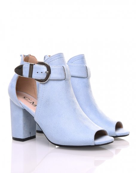 Blue suedette heeled sandals